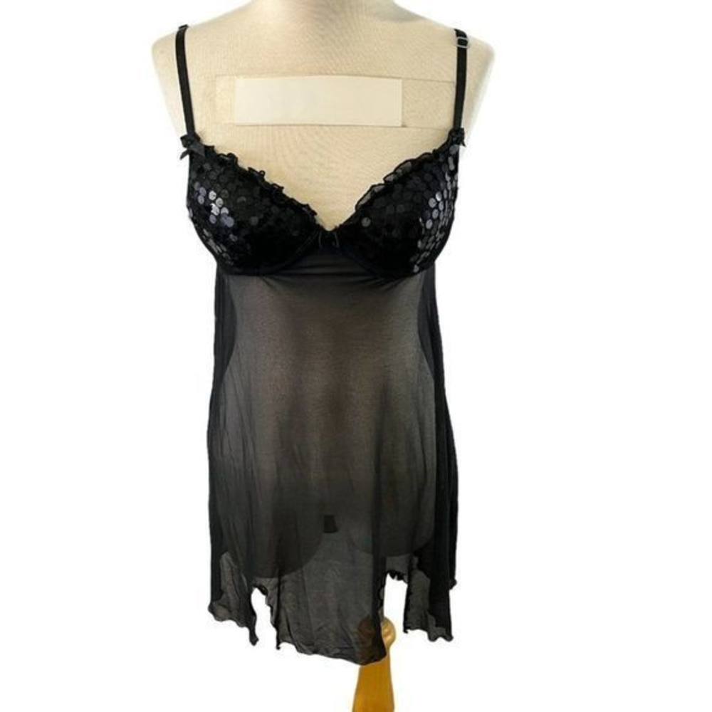 🌿4/$30🌿 SENTIMENTS‎ Black Y2K Sequin Lingerie (M)